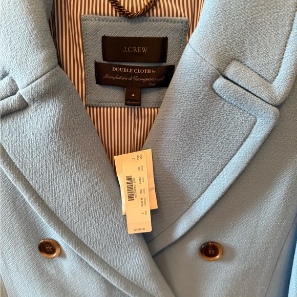 J Crew Light Blue Double-Breasted Women's Coat - Picture 3 of 3